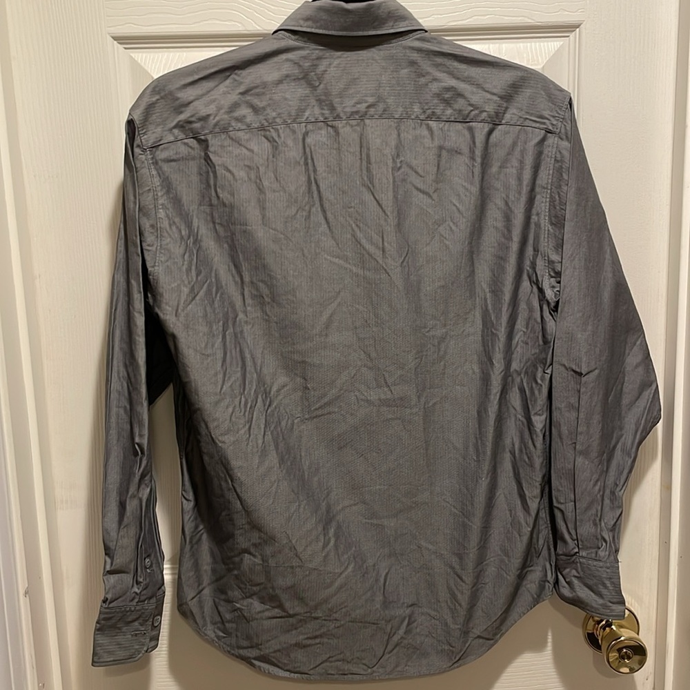 Faconnable gray button down oversized long sleeve… - image 6